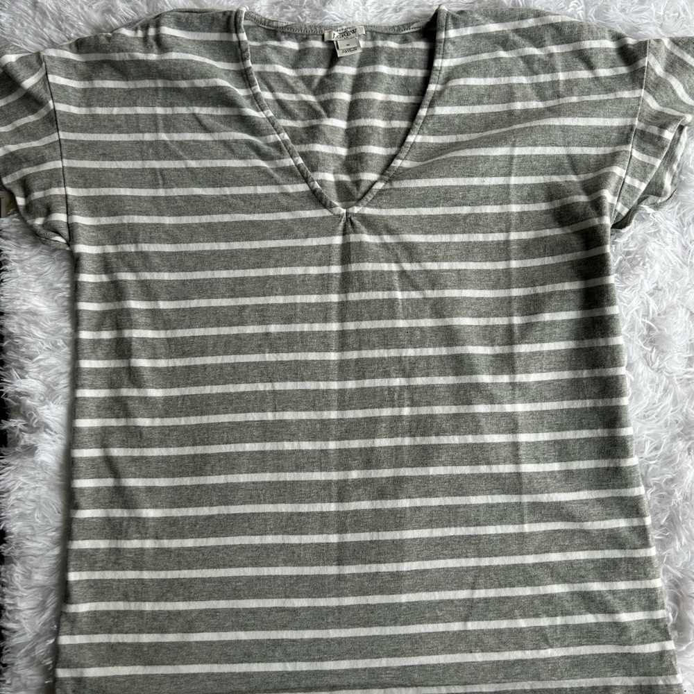 J Crew • Medium • Grey/White Stripe